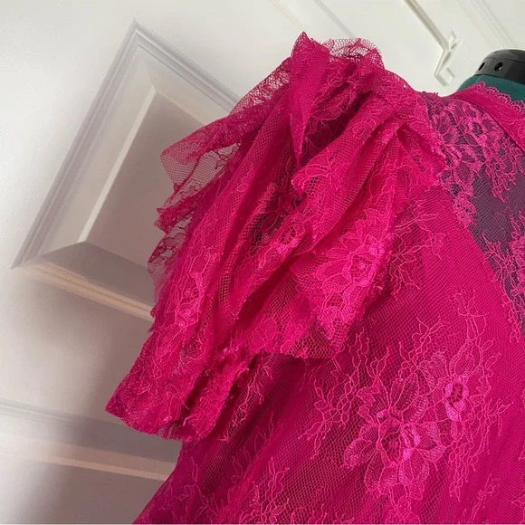 Free People Secret Admirer hot pink lace two piece top - Picture 5 of 7